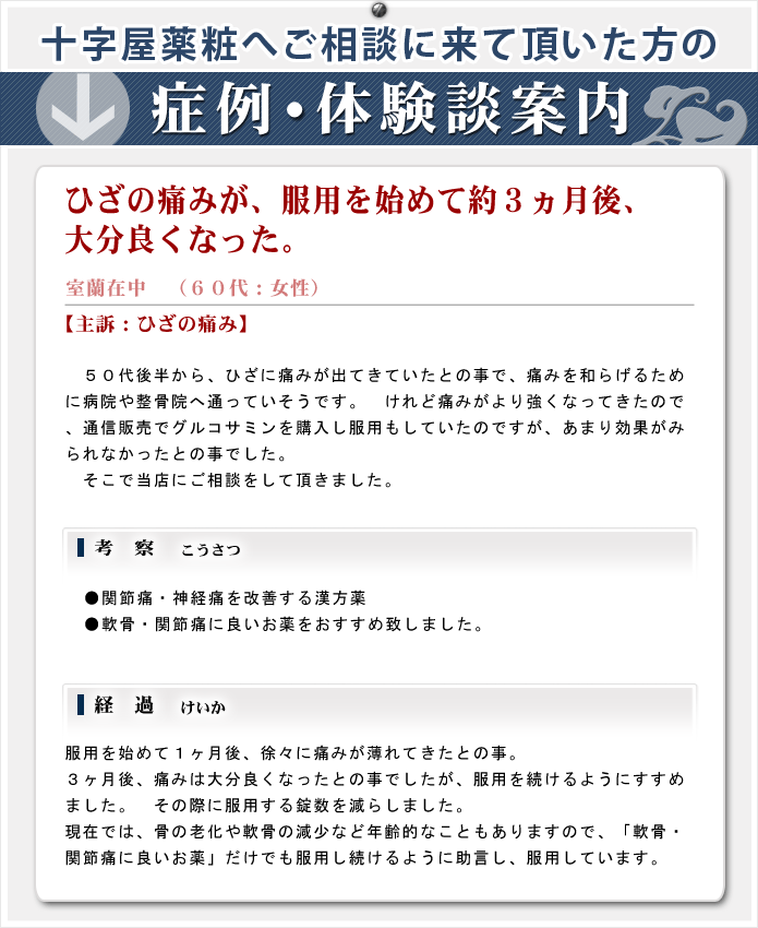 ひざの痛みの改善